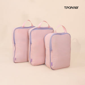 กระเป๋าจัดระเบียบ Organize Space Saver Bag สีชมพู 3 ใบ พร้อมหูหิ้ว