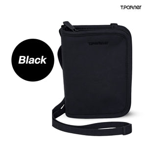 กระเป๋าสตางค์สีดำ RFID Smart Travel Wallet พร้อมสายสะพาย