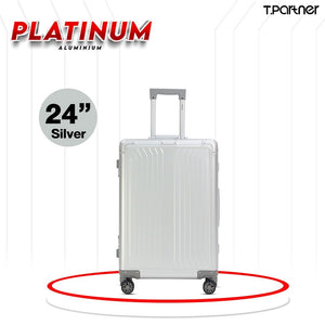กระเป๋าเดินทางอลูมิเนียม Platinum Series สีเงิน ขนาด 24 นิ้ว ดีไซน์ทันสมัย