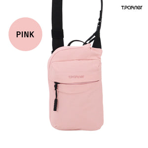 กระเป๋าสะพายข้างสีชมพู T.PARTNER ป้องกัน RFID ขนาดเล็ก