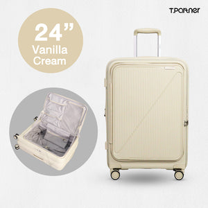 กระเป๋าเดินทาง T.PARTNER รุ่น Good Job Series สี Vanilla Cream ขนาด 24 นิ้ว พร้อมช่องจัดเก็บภายใน