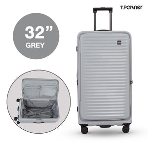 กระเป๋าเดินทาง T.Partner Pro Trunk Series ขนาด 32 นิ้ว สีเทา เปิดโชว์ช่องเก็บสัมภาระ