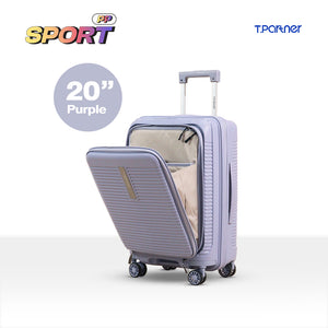 กระเป๋าเดินทาง PP Sport Series สีม่วง ขนาด 20 นิ้ว เปิดฝาโชว์ช่องเก็บของด้านใน
