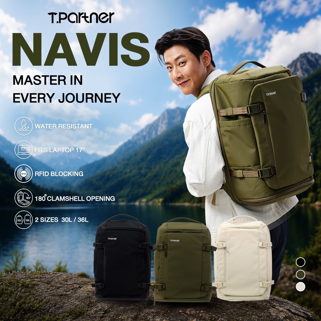กระเป๋าเป้ T.Partner Navis สีเขียว พร้อมคุณสมบัติกันน้ำ ใส่แล็ปท็อป 17 นิ้ว