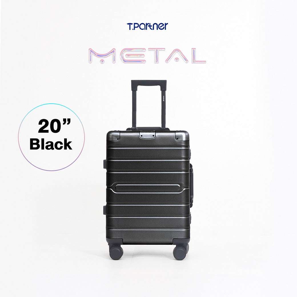 กระเป๋าเดินทางอลูมิเนียมสีดำขนาด 20 นิ้ว รุ่น Metal Aluminium Series