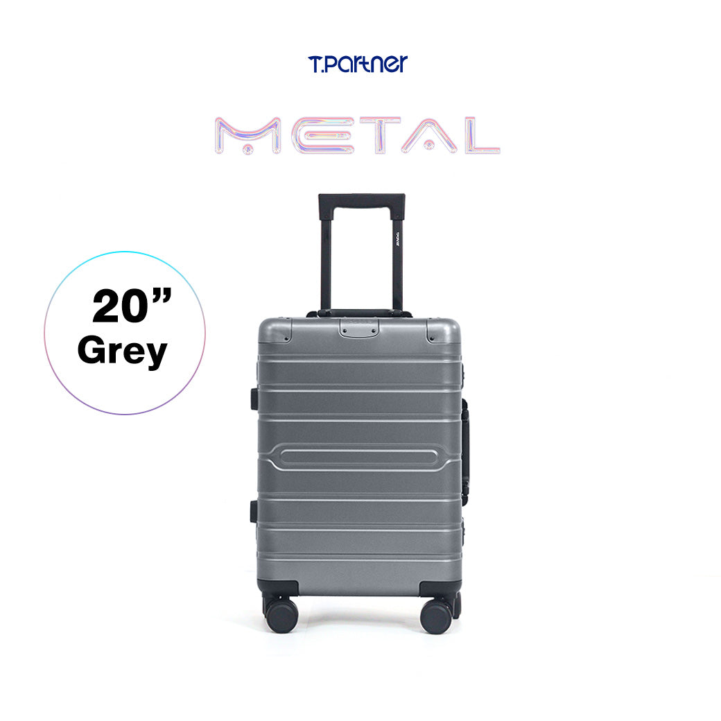 กระเป๋าเดินทางอลูมิเนียม T.partner รุ่น Metal Series ขนาด 20 นิ้ว สีเทา