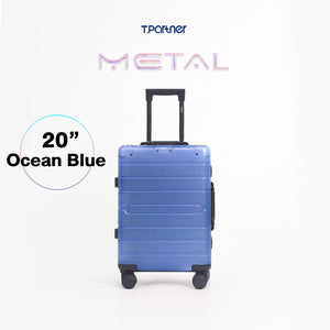 กระเป๋าเดินทางอลูมิเนียมสีน้ำเงิน Ocean Blue ขนาด 20 นิ้ว รุ่น Metal Aluminium Series