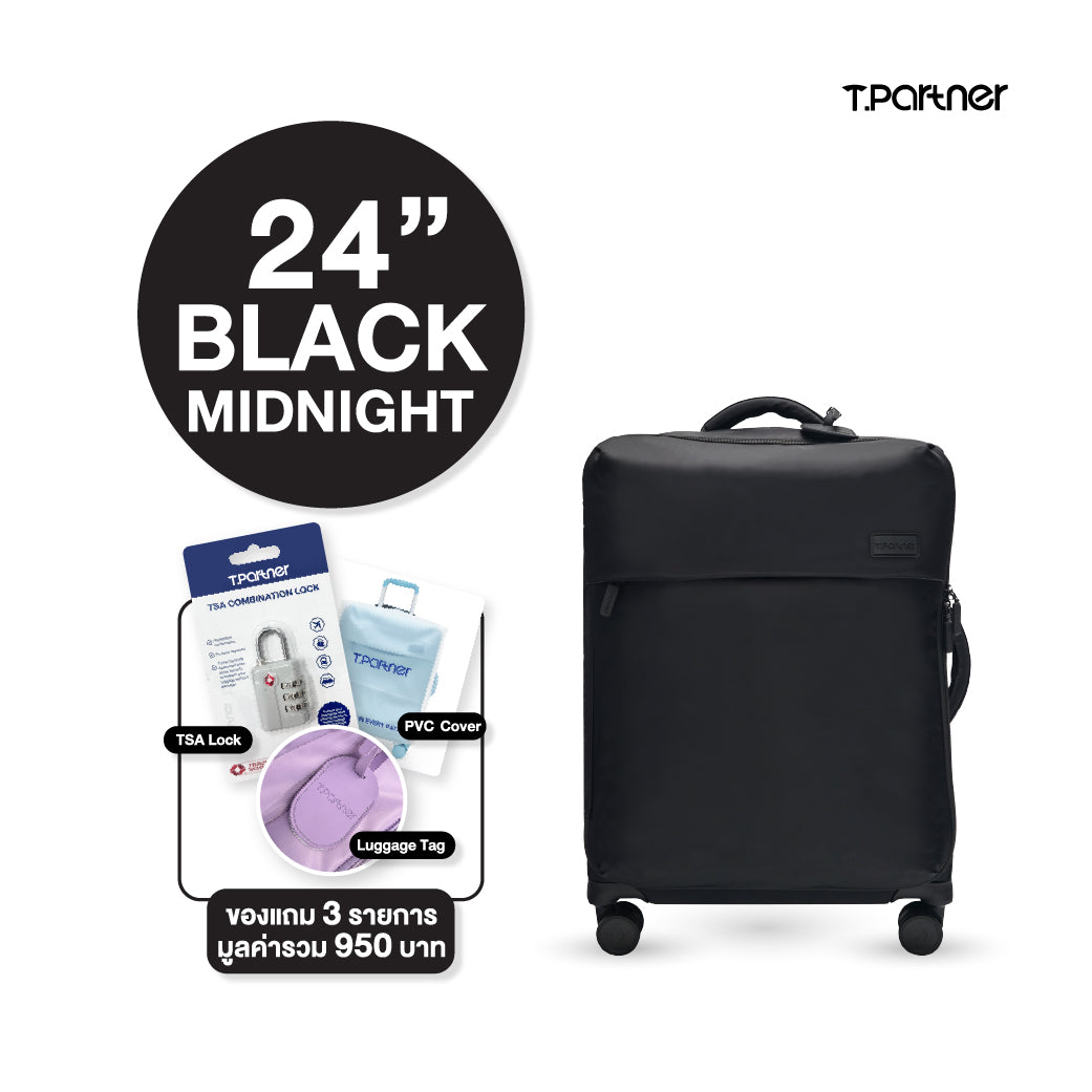 กระเป๋าเดินทาง T.partner รุ่น Beyond Cloud Series ขนาด 24 นิ้ว สีดำ Midnight พร้อมชุดของแถม