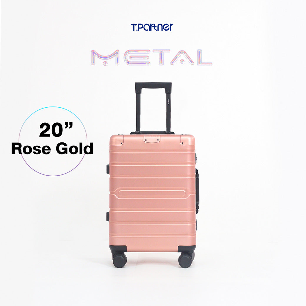กระเป๋าเดินทางอลูมิเนียม 20 นิ้ว สี Rose Gold รุ่น Metal Aluminium Series