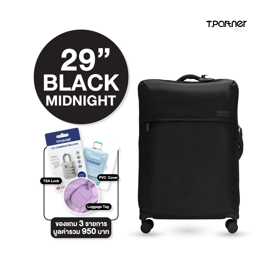 กระเป๋าเดินทาง T.PARTNER ขนาด 29 นิ้ว สีดำ midnight พร้อมอุปกรณ์เสริม