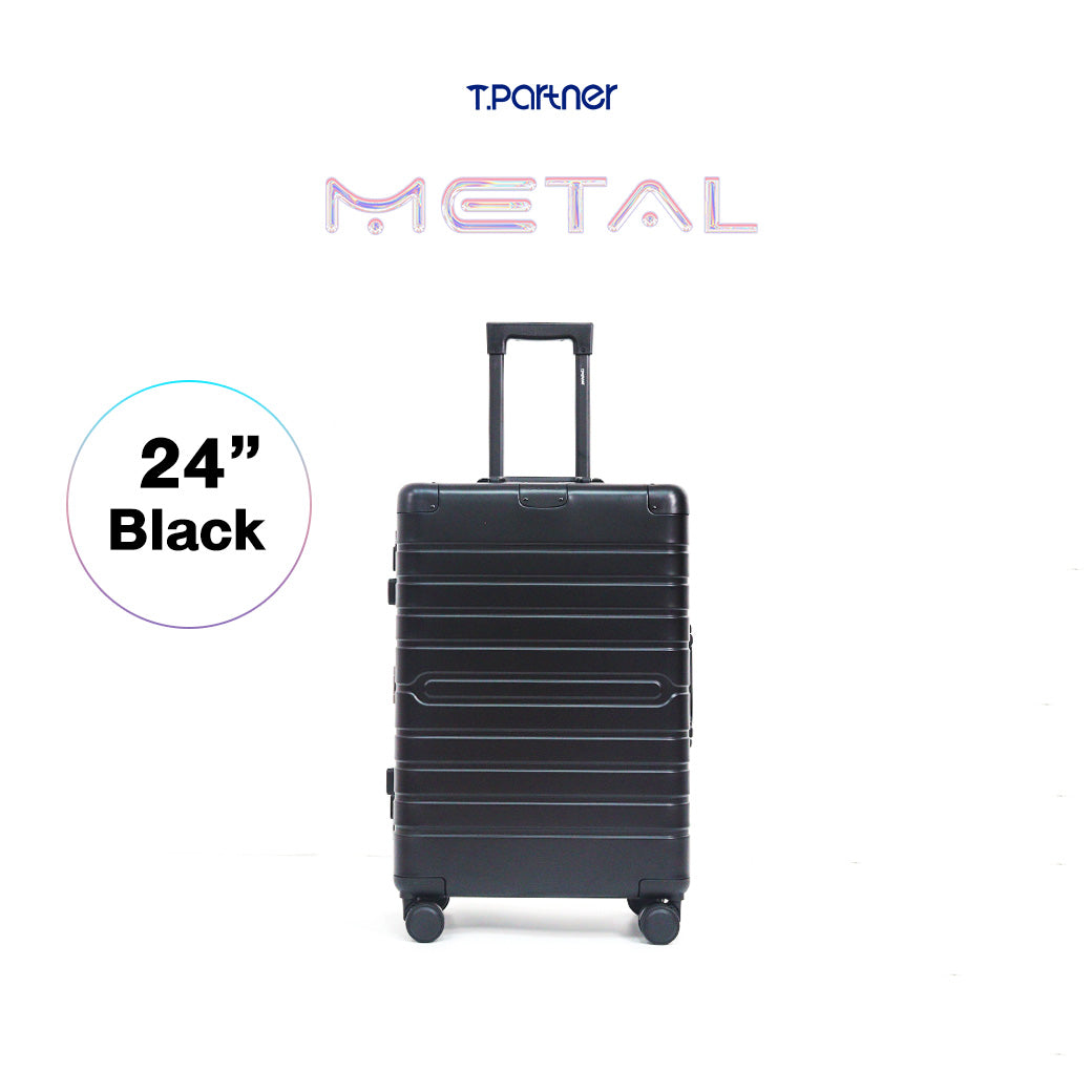 กระเป๋าเดินทางรุ่น Metal Aluminium Series ขนาด 24 นิ้ว สีดำ ดีไซน์หรูหรา