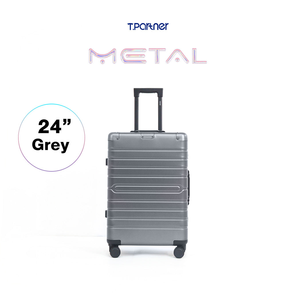 กระเป๋าเดินทางอลูมิเนียมสีเทาขนาด 24 นิ้ว รุ่น Metal Aluminium Series