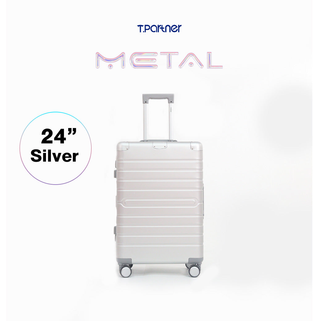 กระเป๋าเดินทางอลูมิเนียมสีเงิน ขนาด 24 นิ้ว รุ่น Metal Aluminium Series จาก T.partner