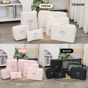 ชุดกระเป๋าจัดระเบียบ Organize Bag รุ่น T.Partner สีครีม ชมพู และดำ สำหรับจัดเก็บเสื้อผ้าและของใช้เดินทาง
