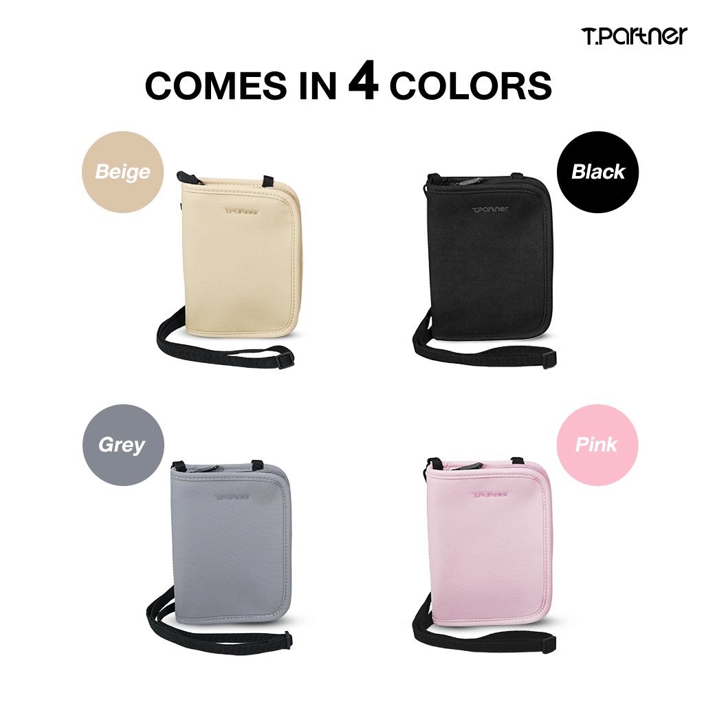 กระเป๋าสตางค์ RFID Smart Travel Wallet มี 4 สี: เบจ, ดำ, เทา, ชมพู