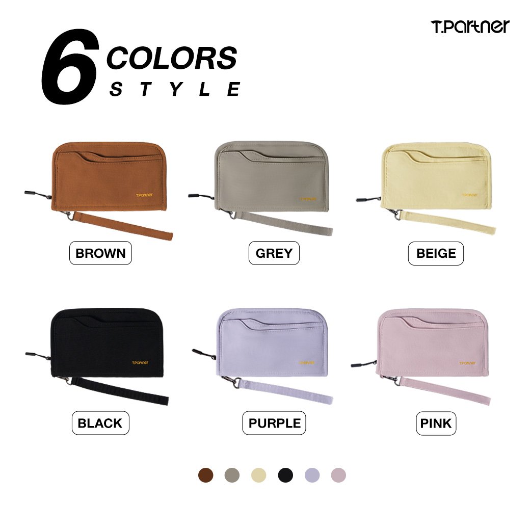 กระเป๋าใส่พาสปอร์ต T.Partner 6 สี: น้ำตาล เทา เบจ ดำ ม่วง ชมพู