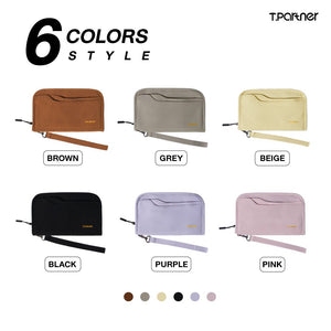 กระเป๋าใส่พาสปอร์ต T.Partner 6 สี: น้ำตาล เทา เบจ ดำ ม่วง ชมพู