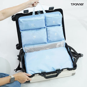 กระเป๋าจัดระเบียบเดินทางแบบแขวน Foldable Hanging Travel Organizer Bag สีฟ้า