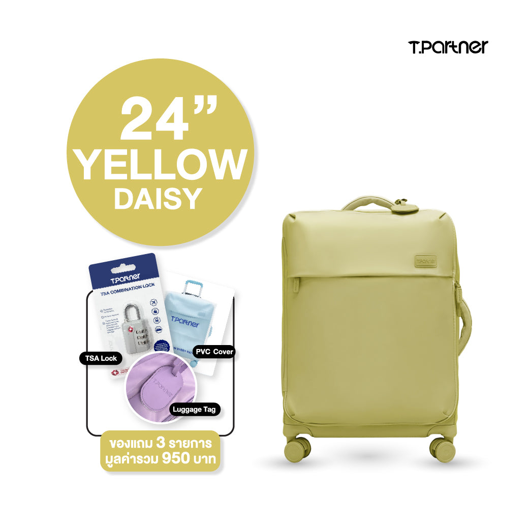 กระเป๋าเดินทาง T.partner สีเหลือง 24 นิ้ว รุ่น Beyond Cloud Series พร้อมชุดอุปกรณ์เสริม