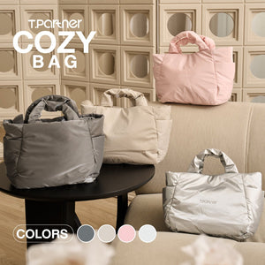 กระเป๋าสะพายไซส์มินิ Cozy Bag สีเทาอ่อน ผ้าไนลอน พับได้ มีกระเป๋าข้าง
