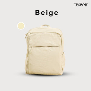กระเป๋าเป้ Puffy Back Pack สีเบจ ดีไซน์เรียบหรู เหมาะสำหรับทุกโอกาส