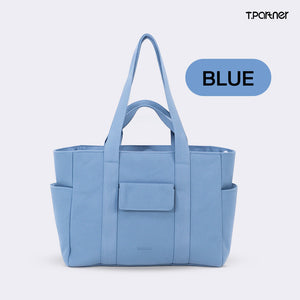 กระเป๋าโท้ทสีฟ้าอ่อน รุ่น One day ดีไซน์เรียบหรู มีช่องใส่ของด้านนอก