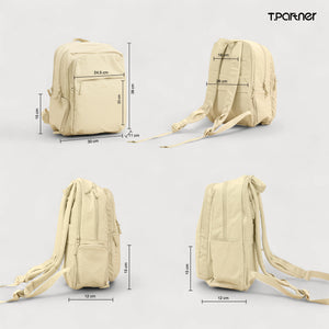 กระเป๋าเป้ Puffy Back Pack สีเบจ ดีไซน์ทันสมัย ขนาด 38x24.5x18 ซม.