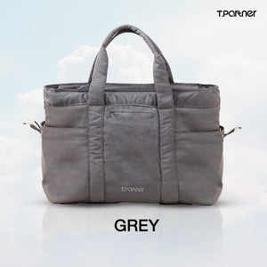 กระเป๋าสะพายข้าง T.PARTNER สีเทา ดีไซน์ Cloudy ทรงโท้ท จุของได้เยอะ