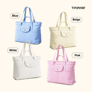 กระเป๋าโท้ท DayRush สีฟ้า เบจ ขาว ชมพู พร้อมช่องใส่ของด้านหน้า