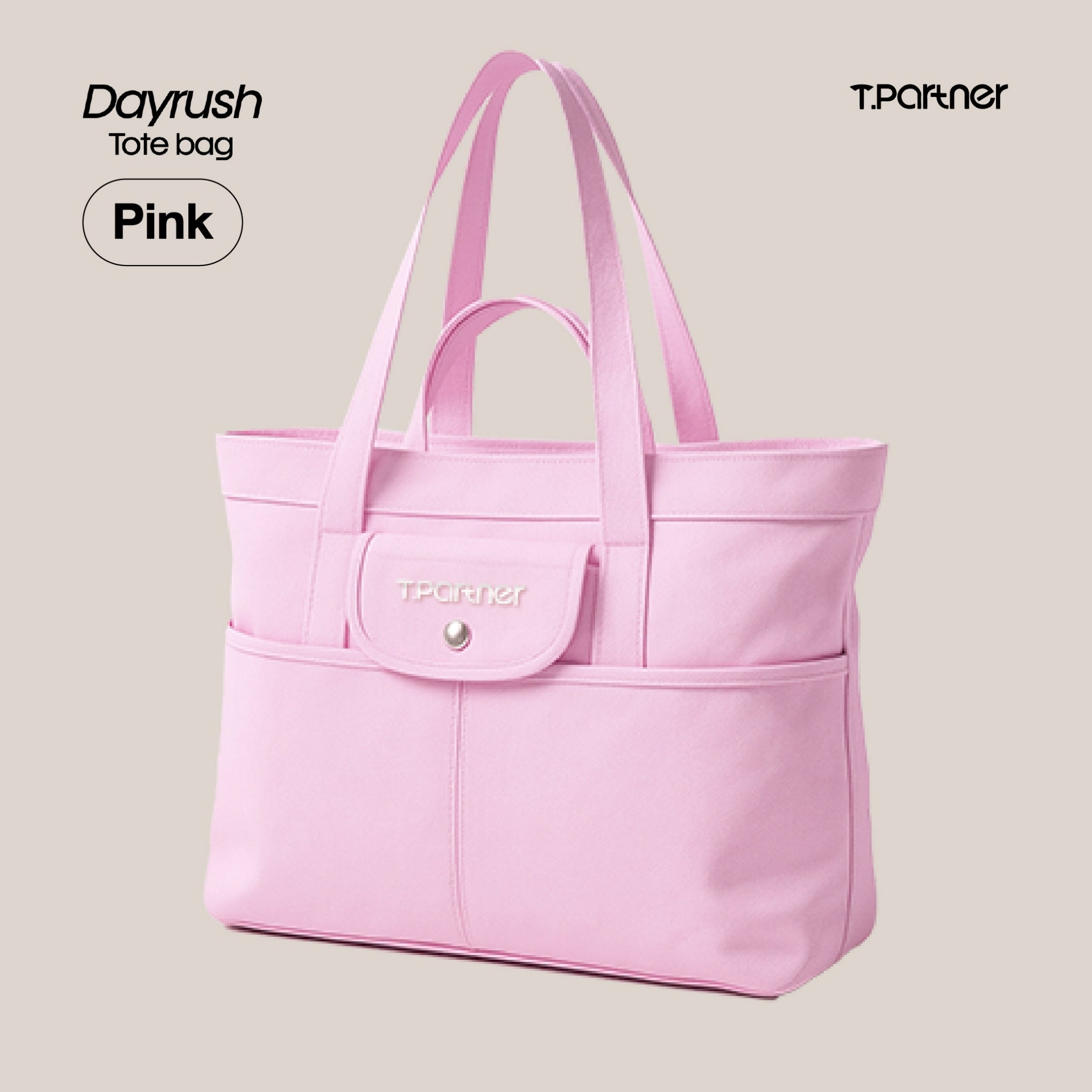 กระเป๋าโท้ท DayRush สีชมพู ดีไซน์ทันสมัย พร้อมช่องใส่ของด้านนอก