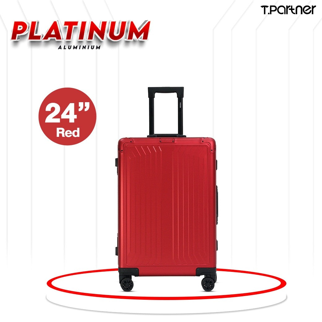 กระเป๋าเดินทางอลูมิเนียม Platinum Series สีแดง ขนาด 24 นิ้ว ดีไซน์ทันสมัย