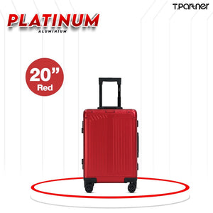 กระเป๋าเดินทางอลูมิเนียมสีแดงขนาด 20 นิ้ว รุ่น Platinum Aluminium Series