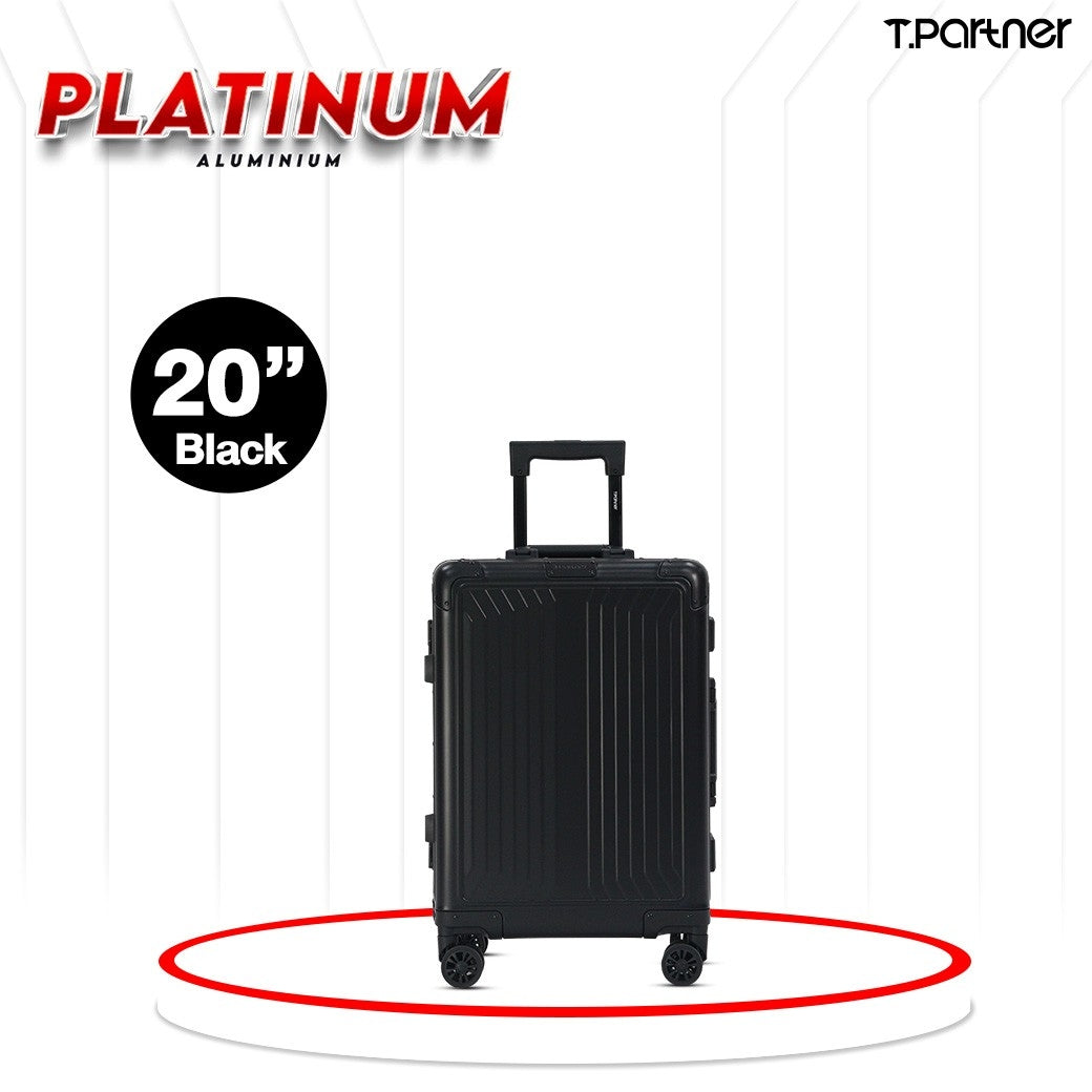 กระเป๋าเดินทางอลูมิเนียม Platinum Series ขนาด 20 นิ้ว สีดำ ดีไซน์หรูหรา