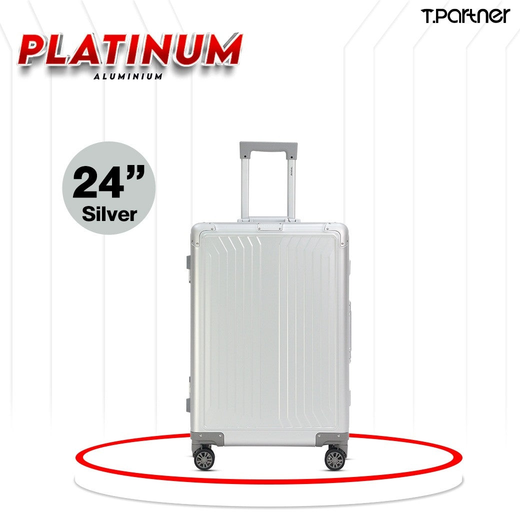 กระเป๋าเดินทางอลูมิเนียม Platinum Series สีเงิน ขนาด 24 นิ้ว ดีไซน์ทันสมัย