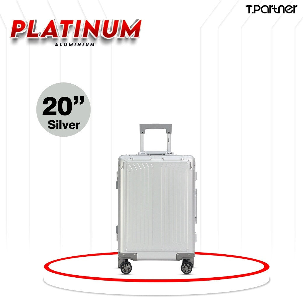 กระเป๋าเดินทางอลูมิเนียมสีเงิน ขนาด 20 นิ้ว รุ่น Platinum Aluminium Series