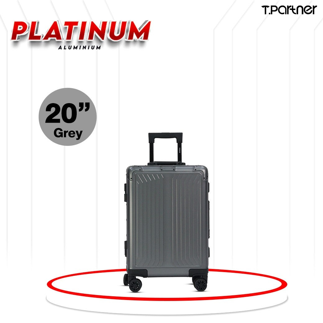 กระเป๋าเดินทางอลูมิเนียม Platinum Series ขนาด 20 นิ้ว สีเทา