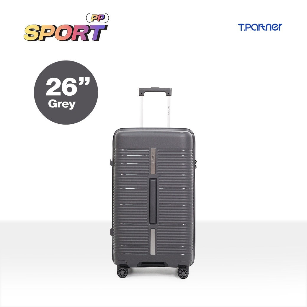 กระเป๋าเดินทาง PP Series รุ่น Sport ขนาด 26 นิ้ว สีเทา ดีไซน์ทันสมัย
