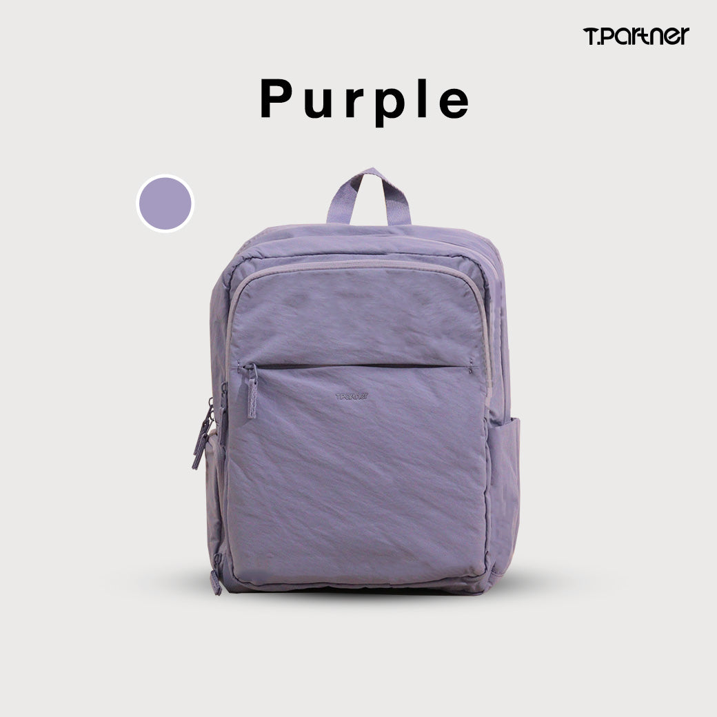 กระเป๋าเป้ Puffy Back Pack สีม่วงอ่อน ดีไซน์เรียบหรู เหมาะสำหรับใช้ทุกวัน