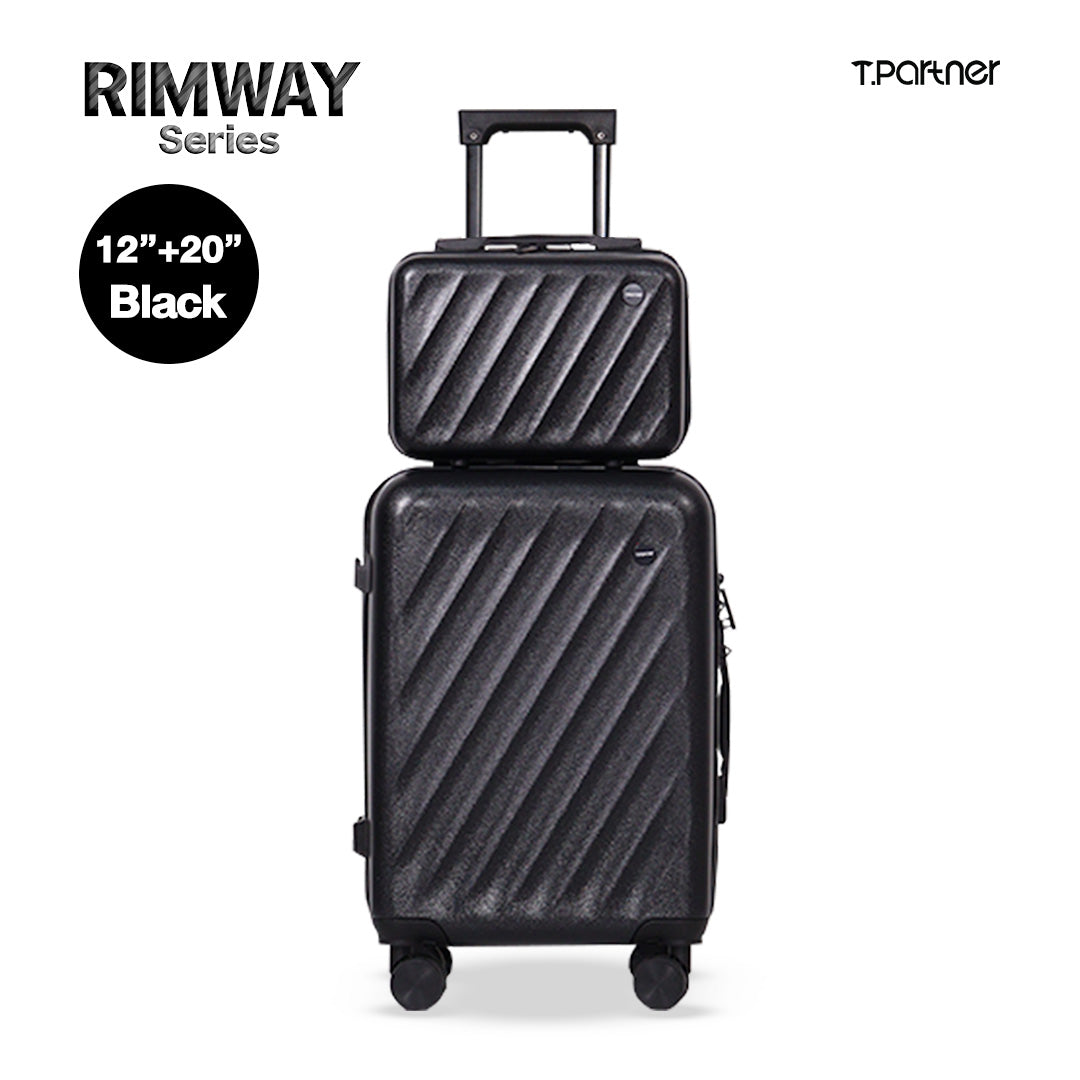กระเป๋าเดินทาง Rimway Series สีดำ ขนาด 12 นิ้ว และ 20 นิ้ว ดีไซน์ลายขวาง