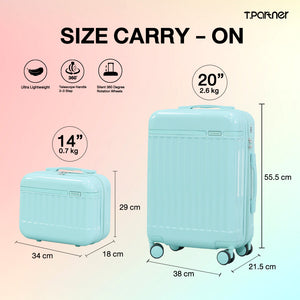 กระเป๋าเดินทางรุ่น Melody Series ขนาด 20 นิ้ว สีฟ้าอ่อน น้ำหนักเบา พร้อมล้อหมุน 360 องศา