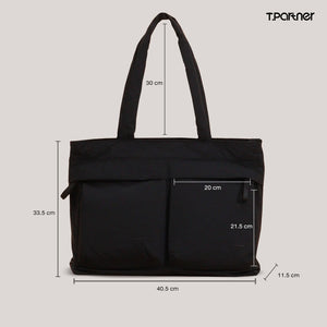 กระเป๋าโท้ทสีดำ Easy Bag ดีไซน์เรียบหรู ขนาด 40.5 x 33.5 ซม.