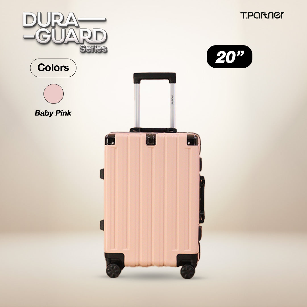 กระเป๋าเดินทางใบเล็กสีชมพูอ่อน รุ่น Dura Guard Series ขนาด 20 นิ้ว
