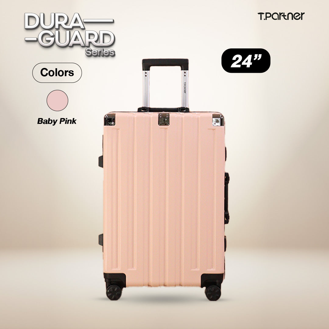 กระเป๋าเดินทางสีชมพูอ่อน ขนาด 24 นิ้ว รุ่น Dura Guard Series