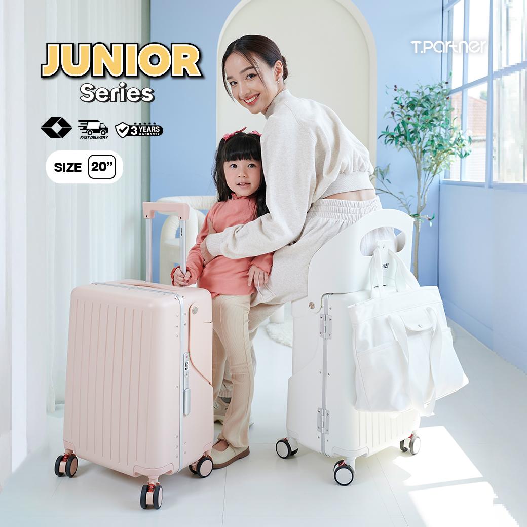 กระเป๋าเดินทางนั่งได้ JUNIOR SERIES สีชมพูอ่อน ขนาด 20 นิ้ว สำหรับเด็กและผู้ใหญ่