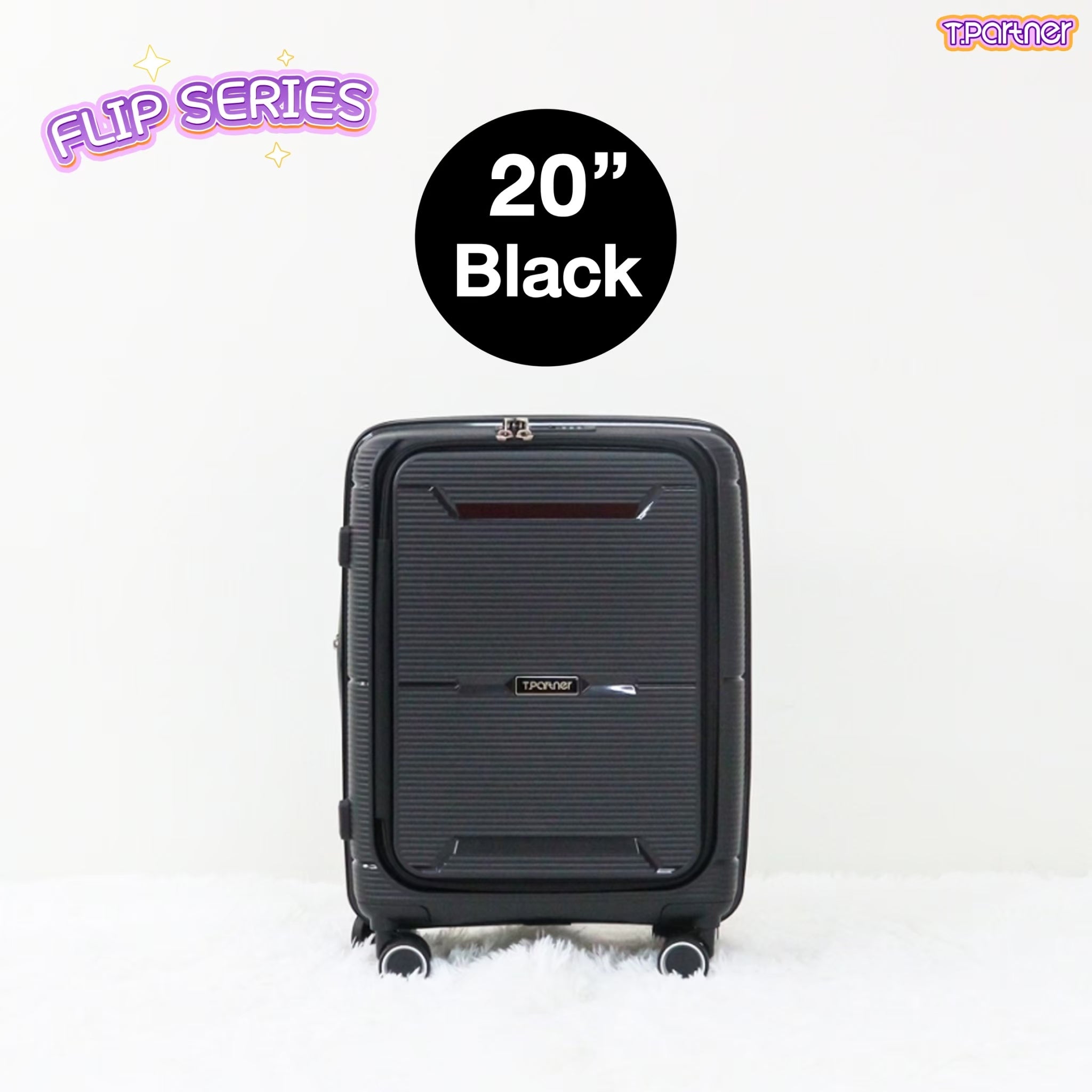 กระเป๋าเดินทางล้อลากสีดำขนาด 20 นิ้ว รุ่น Flip Series ดีไซน์ทันสมัย