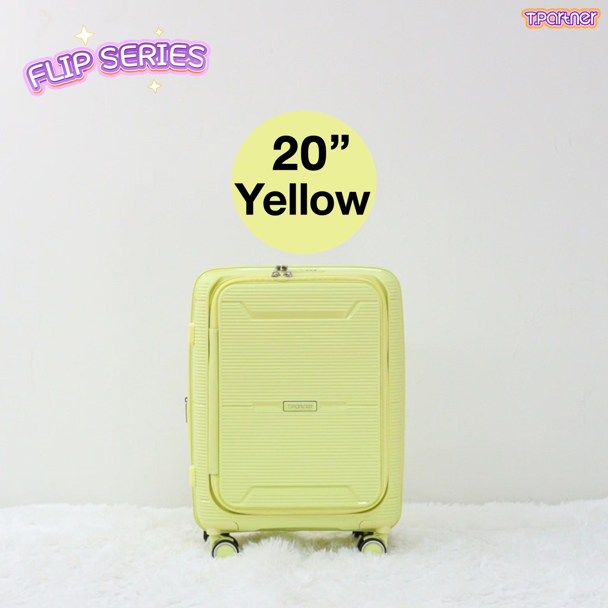 กระเป๋าเดินทางรุ่น Flip Series ขนาด 20 นิ้ว สีเหลืองอ่อน ดีไซน์ทันสมัย
