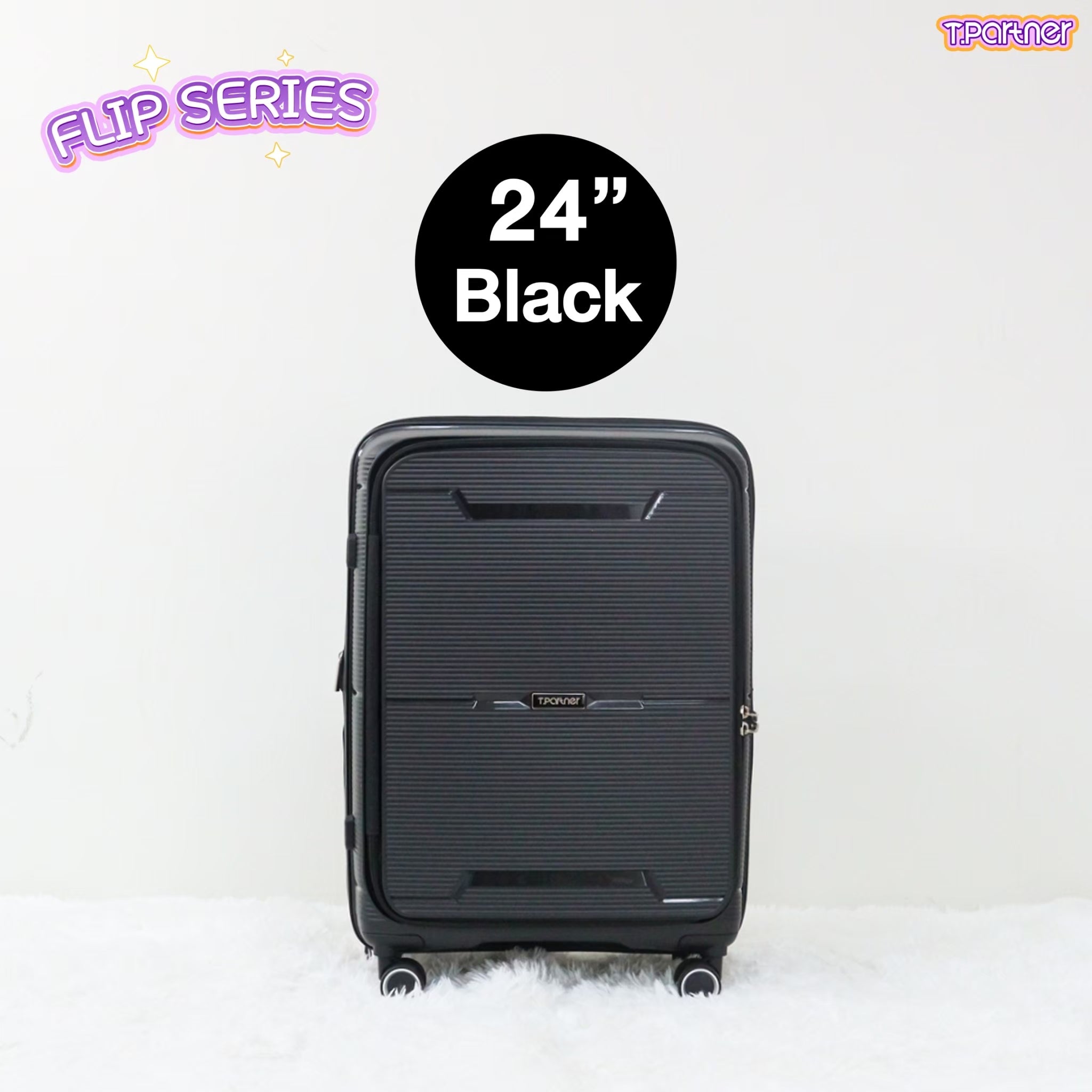 กระเป๋าเดินทางรุ่น Flip Series ขนาด 24 นิ้ว สีดำ ดีไซน์ทันสมัย