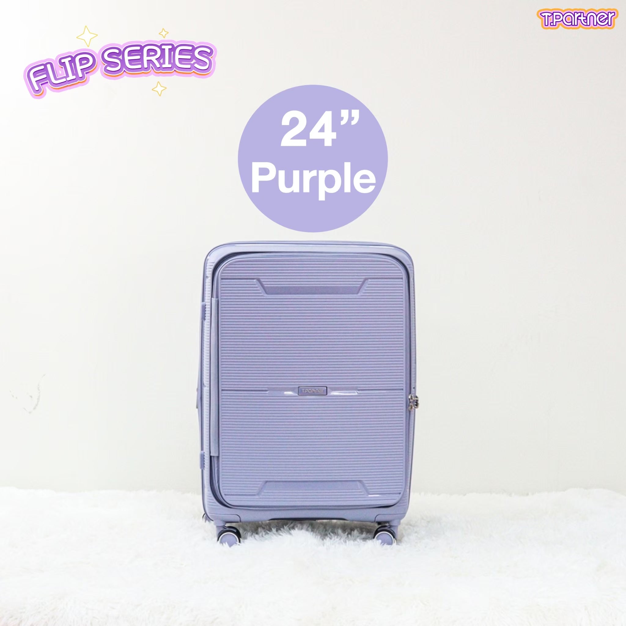 กระเป๋าเดินทางสีม่วงขนาด 24 นิ้ว รุ่น Flip Series ดีไซน์สวยงาม