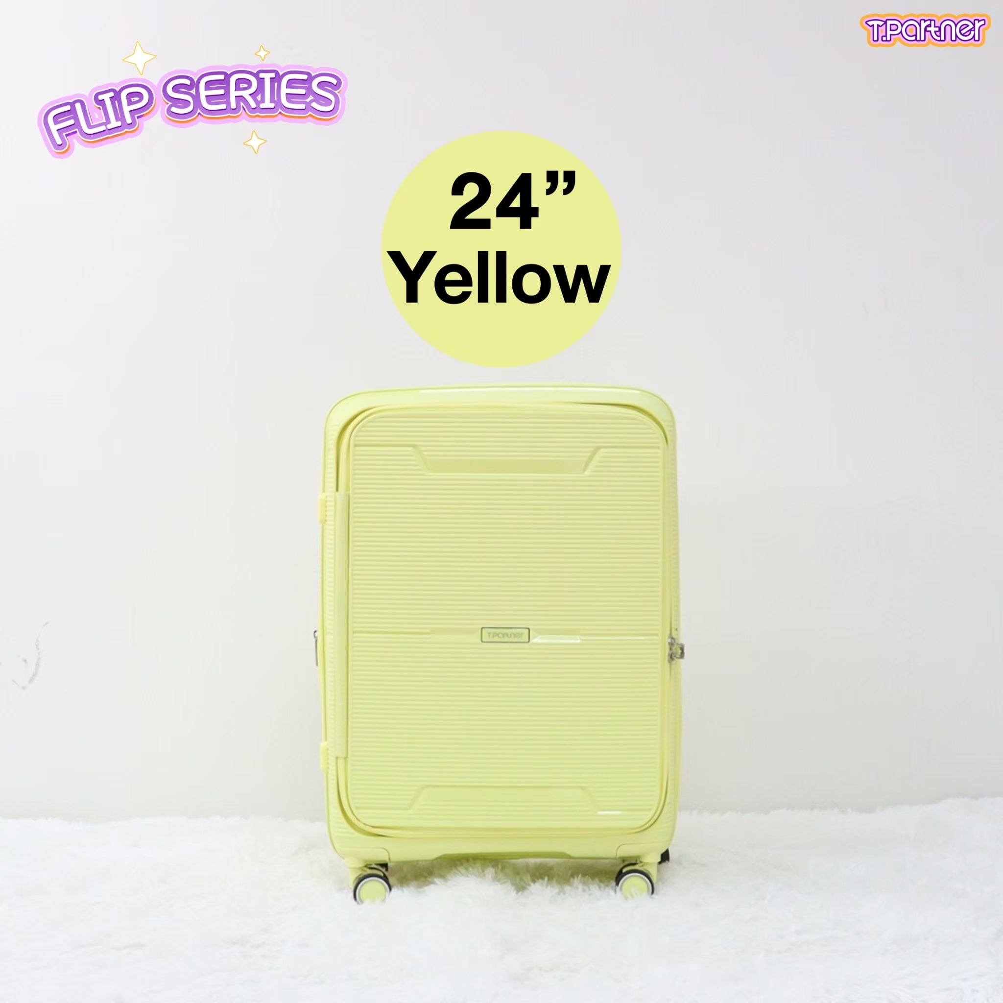 กระเป๋าเดินทางสีเหลืองขนาด 24 นิ้ว รุ่น Flip Series ดีไซน์สวยงาม