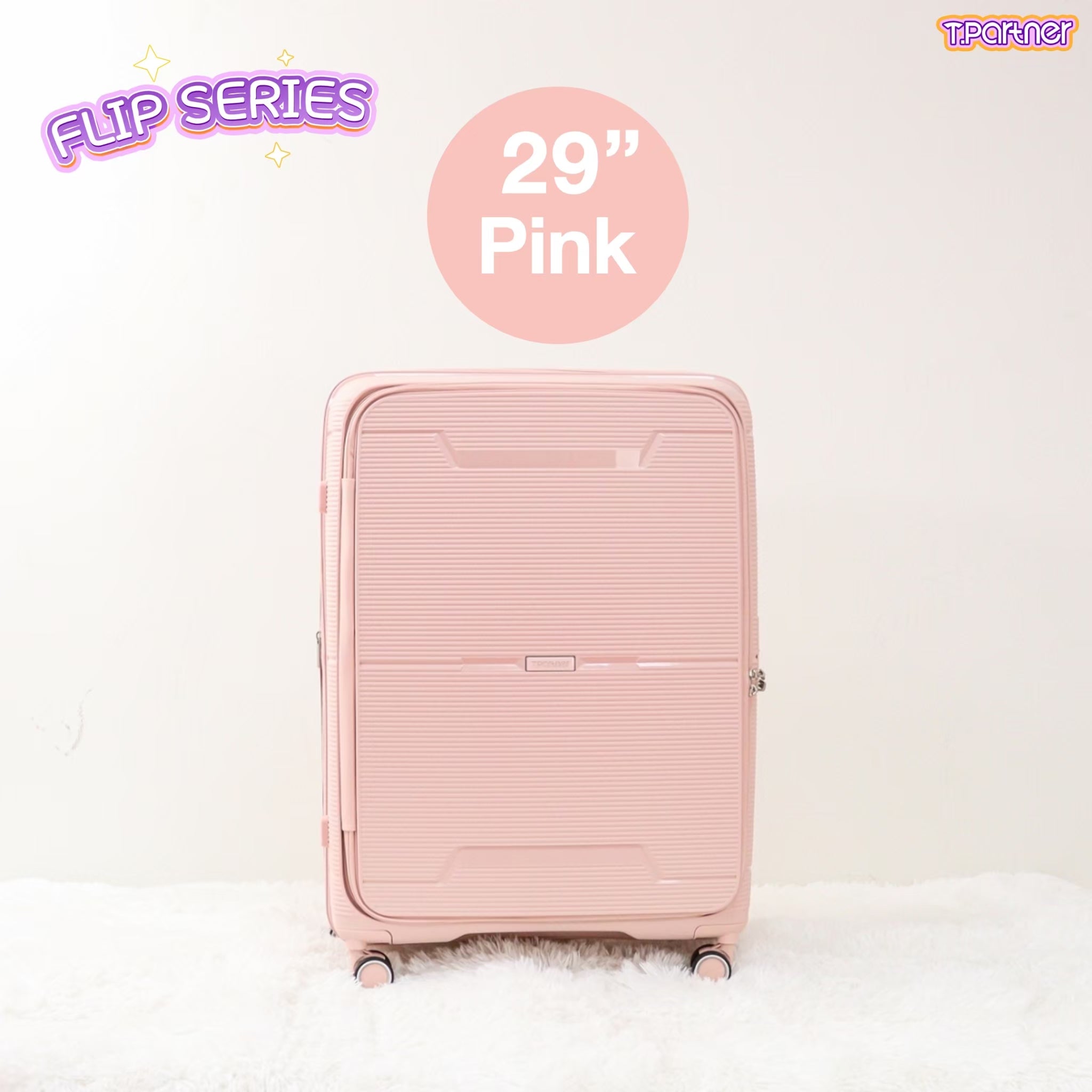 กระเป๋าเดินทางรุ่น Flip Series สีชมพู ขนาด 29 นิ้ว ล้อลาก 4 ล้อ